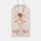 赤面パーソナライズされたピンクフェアリー最初の1歳の誕生日 ギフトタグ (裏面)