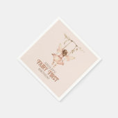 赤面パーソナライズされたピンクフェアリー最初の1歳の誕生日 スタンダードカクテルナプキン (角)