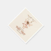 赤面パーソナライズされたピンクフェアリー最初の1歳の誕生日 スタンダードカクテルナプキン (角)