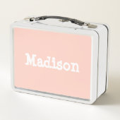 赤面パーソナライズされたピンクホワイトキッズ メタルランチボックス (裏面)