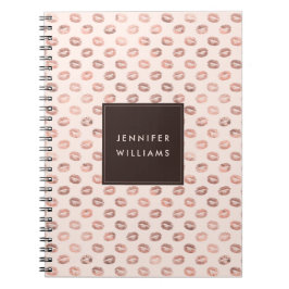 赤面パーソナライズされたピンクローズ金ゴールドリップスティックキス ノートブック