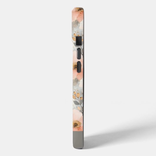 赤面パーソナライズされたピンク&グレーウォーター色フローラ Case-Mate iPhoneケース (裏面 / 左)