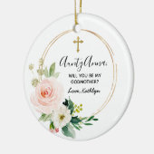 赤面パーソナライズされたフローラは私のゴッドマザーになる セラミックオーナメント (左)