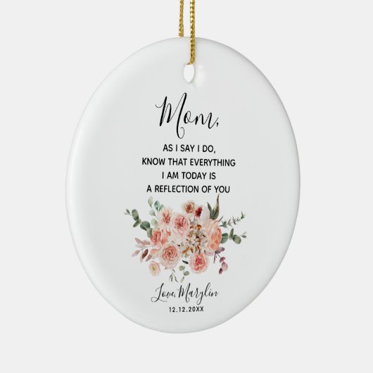 赤面パーソナライズされたブーケマザーオブザブライド セラミックオーナメント (右)