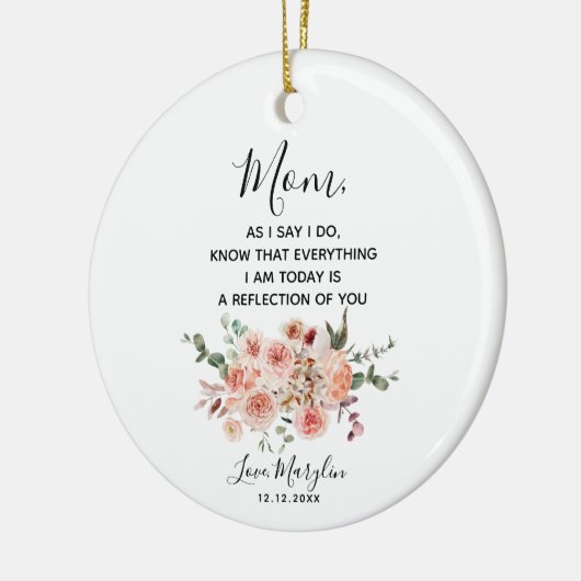 赤面パーソナライズされたブーケマザーオブザブライド セラミックオーナメント (左)