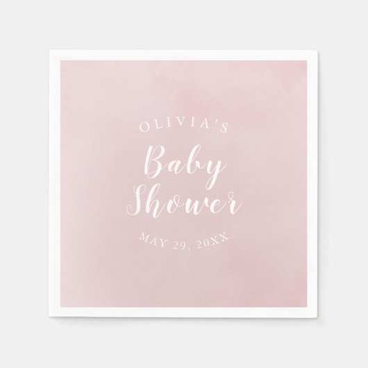 赤面パーソナライズされた水彩赤ちゃんシャワー スタンダードカクテルナプキン (正面)