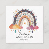 赤面パープルスカンジニハートレインボーベビーシッター スクエア名刺 (正面)