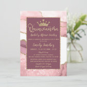 赤面パープルピンク金ゴールドトレンディーキンセアニラ写真 招待状 (スタンド正面)