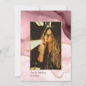 赤面パープルピンク金ゴールドトレンディーキンセアニラ写真 招待状 (裏面)