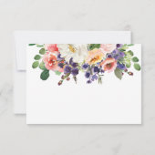 赤面パープルホワイト結婚フローラの食事の選択 出欠カード (裏面)