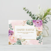 赤面パープル素朴トロピカルフローラおむつラッフル エンクロージャーカード (スタンド正面)