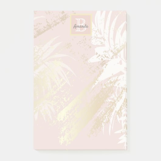 赤面パーム葉金ゴールドホワイトモノグラム ポストイット (正面)