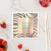 赤面パーリーピンクローズ金ゴールドシルバーピーチゼブラ スタンダードカクテルナプキン (インサイチュ)