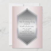 赤面パールピンクシルバーバースデーパーティーAnyイベント 招待状 (正面)