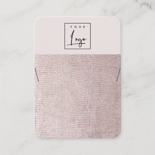 赤面パールレザーテクスチャネックレスロゴディスプレイ 名刺 (正面)