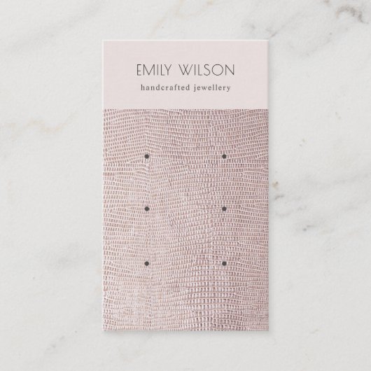 赤面パールレザーテクスチャ3イヤリングディスプレイ 名刺 (正面)