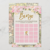 赤面ビンテージ旅行ビンゴ赤ちゃんシャワーゲームカード 招待状 (正面/裏面)