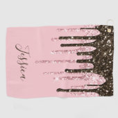 赤面ピきらきら光るンクガーリーパーソナライズされたグリッター名 ゴルフタオル (横)