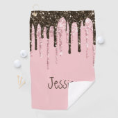 赤面ピきらきら光るンクガーリーパーソナライズされたグリッター名 ゴルフタオル (インサイチュ)