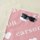 赤面ピシンプルックパーソナライズされたスの繰り返し名 ビーチタオル (インサイチュ)