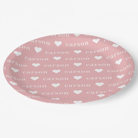 赤面ピシンプルックパーソナライズされたスの繰り返し名 ペーパープレート (アングル)