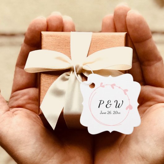 赤面ピシンプルンクハートリースモノグラム結婚ズ フェイバータグ