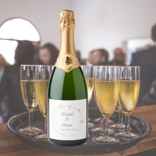 赤面ピシンプルンクハート結婚リース スパークリングワインラベル