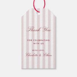 赤面ピストライプのンク結婚のサンキューギフトラベル ギフトタグ