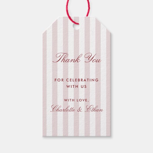 赤面ピストライプのンク結婚のサンキューギフトラベル ギフトタグ (正面)