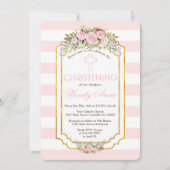 赤面ピストライプンクフローラ金ゴールド《キリスト教》洗礼式や命名式招待状 招待状 (正面)