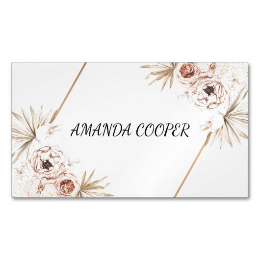 赤面ピフェミニンックウォーター色フローラビジネスCa マグネット名刺 (正面)