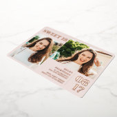 赤面ピモダンンはっきりしたク3枚Sweet 16 箔招待状 (回転した状態)