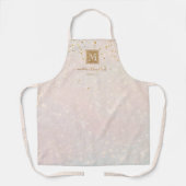 赤面ピンエレガントク金ゴールドグリッターモノグラムビジネス エプロン (正面)