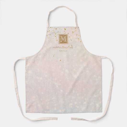赤面ピンエレガントク金ゴールドグリッターモノグラムビジネス エプロン (正面)