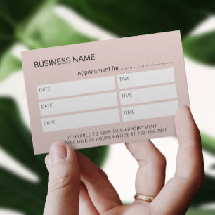 赤面ピンエレガントク&マーブルサロンスパアポイントメント 予約カード