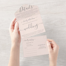 赤面ピンクあなたの写真シンプルのモダン結婚 オールインワン招待状