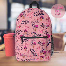 赤面ピンクおもしろいキノコベビー名前をカスタムする プリントバックパック