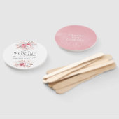 赤面ピンクおよびバラ金ゴールドフローラ結婚式の引き出物 ハンドファン (組立なし)