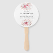 赤面ピンクおよびバラ金ゴールドフローラ結婚式の引き出物 ハンドファン (正面)