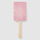 赤面ピンクおよびバラ金ゴールドフローラ結婚式 プログラム ハンドファン (裏面)