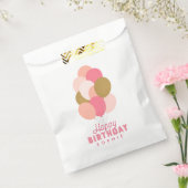 赤面ピンクおよびフェイク金ゴールドバルーンハッピーバースデー フェイバーバッグ (封をした状態)
