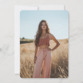 赤面ピンクお洒落写真の卒業発表 招待状 (裏面)