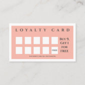 赤面ピンクかわいいミニマルサロンコーヒーショップ ロイヤリティカード (裏面)