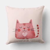 赤面ピンクかわいい猫ハート クッション (裏面)