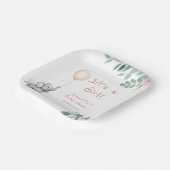 赤面ピンクかわいい象のバルーン赤ちゃんシャワー ペーパープレート (傾斜あり)