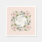 赤面ピンクかわいらしホワイトセージフローラブライダルシャワー スタンダードカクテルナプキン (正面)