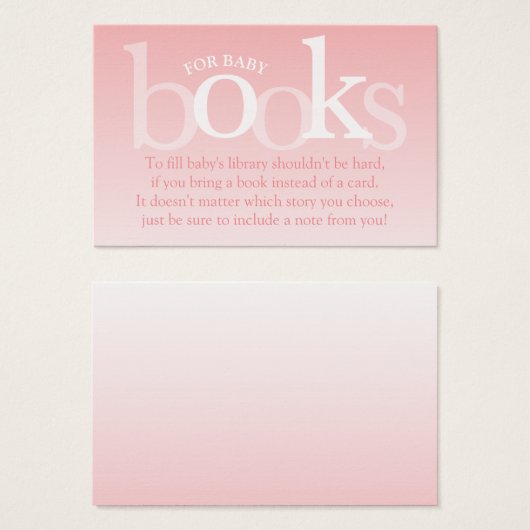 赤面ピンクが本を持ってくる赤ちゃんシャワーカード (正面&裏面)