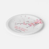 赤面ピンクさくらんぼブロッサム桜フローラ誕生日 ペーパープレート (アングル)