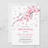 赤面ピンクさくらんぼブロッサム桜フローラ誕生日 招待状 (正面)