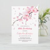 赤面ピンクさくらんぼブロッサム桜フローラ誕生日 招待状 (スタンド正面)